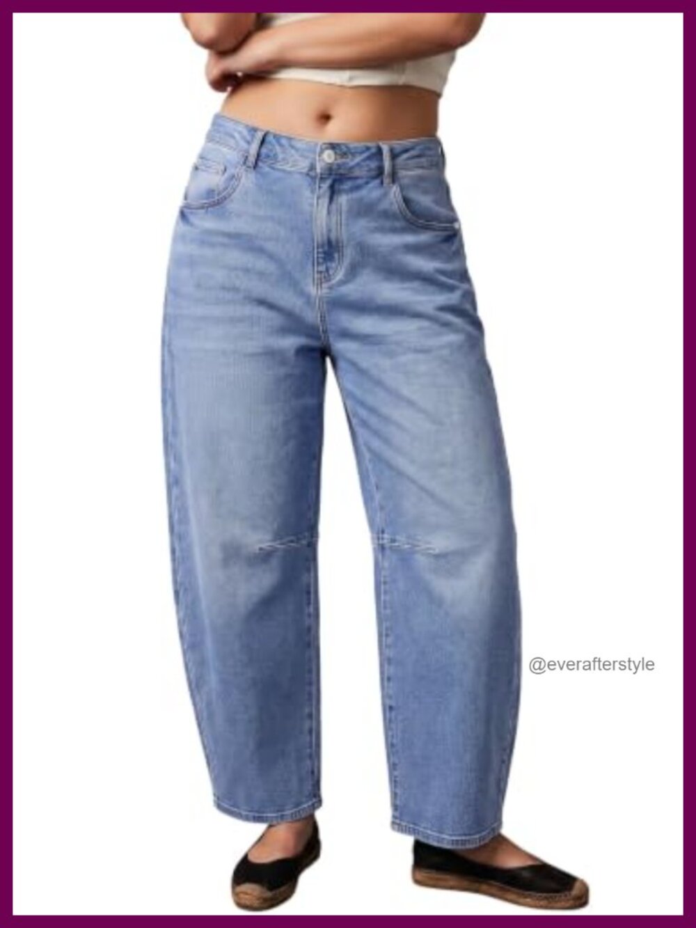 Plus Size Wide Leg Barrel Jeans High Rise Stretch Denim Pull-On